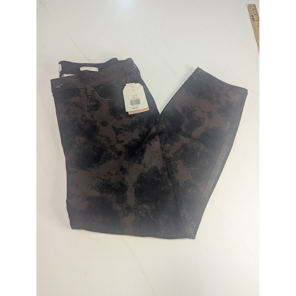 Wonderly Womens Mid-Rise Skinny Ankle Pants 14 Brown Black Acid Wash Sculpt